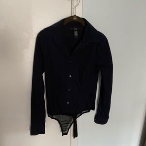 Dark Blue Dress Shirt Bodysuit